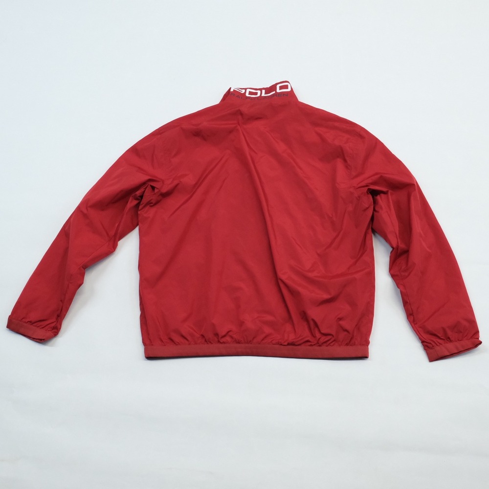 Polo Ralph Lauren Windbreaker Mens Red Logo Mock Neck Sporty Medium Jacket - Picture 7 of 11